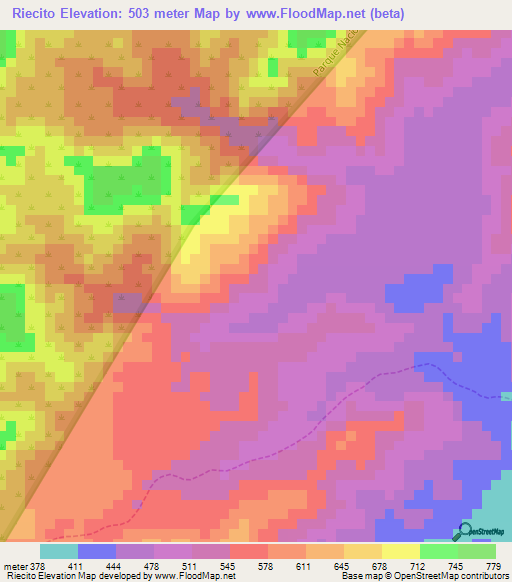 Riecito,Venezuela Elevation Map