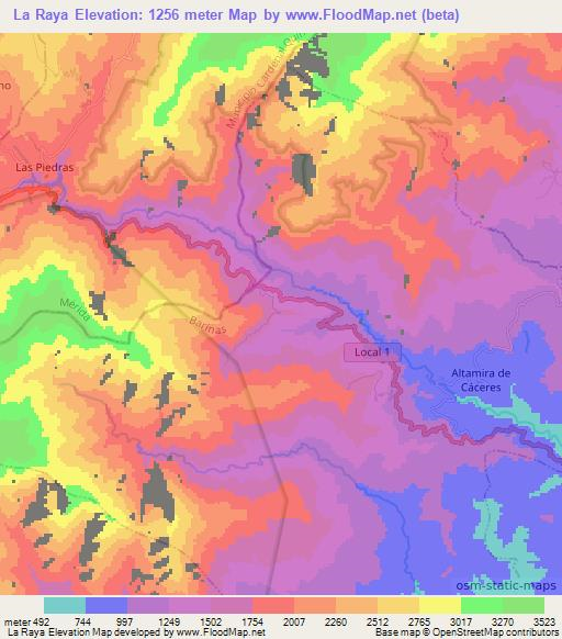 La Raya,Venezuela Elevation Map