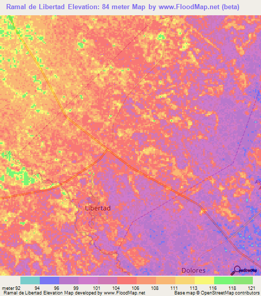 Ramal de Libertad,Venezuela Elevation Map