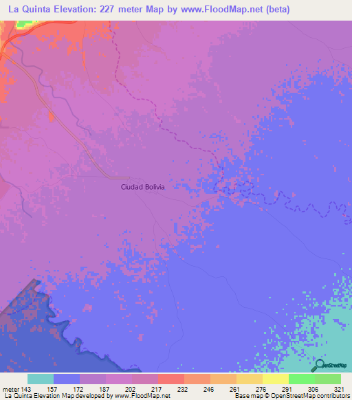 La Quinta,Venezuela Elevation Map