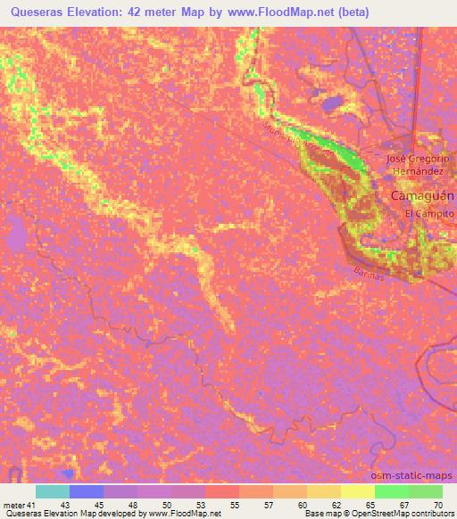 Queseras,Venezuela Elevation Map