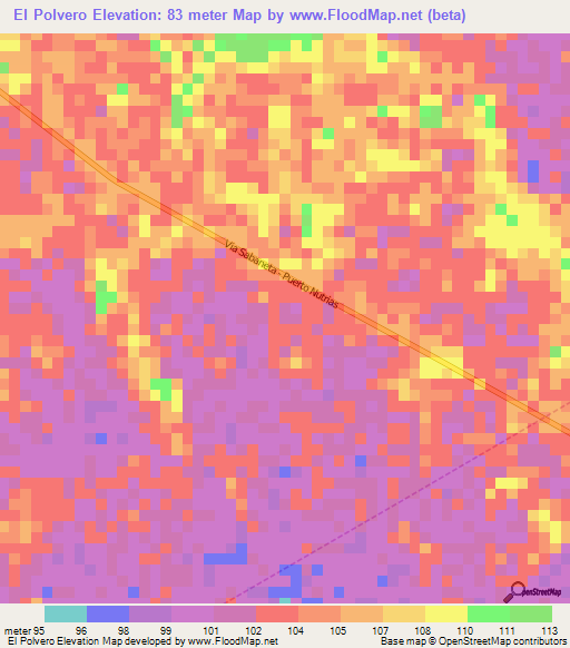 El Polvero,Venezuela Elevation Map