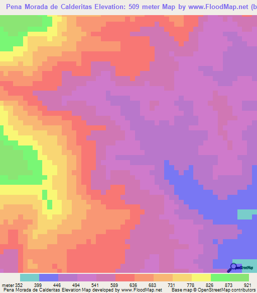 Pena Morada de Calderitas,Venezuela Elevation Map