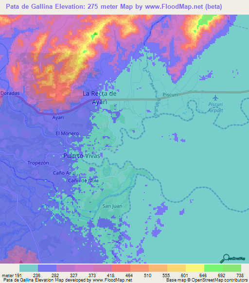 Pata de Gallina,Venezuela Elevation Map