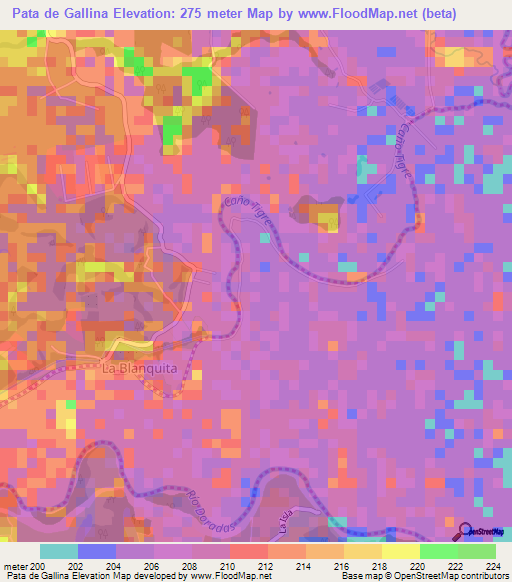 Pata de Gallina,Venezuela Elevation Map