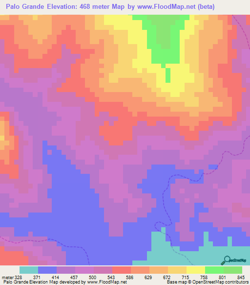 Palo Grande,Venezuela Elevation Map