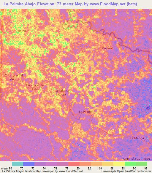 La Palmita Abajo,Venezuela Elevation Map