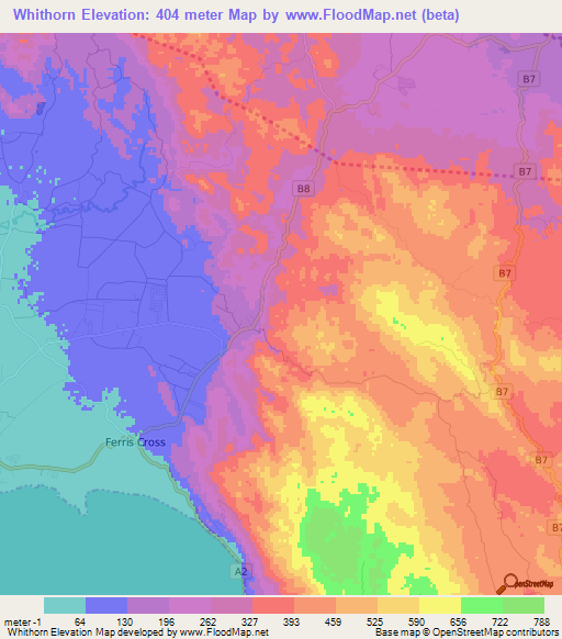 Whithorn,Jamaica Elevation Map
