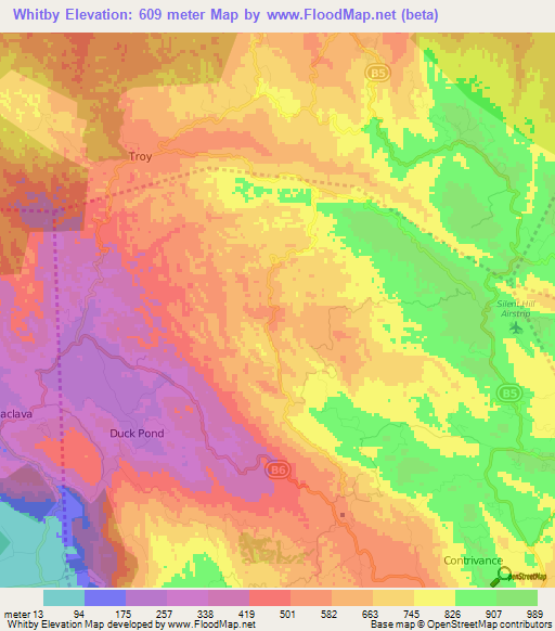 Whitby,Jamaica Elevation Map