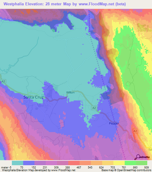 Westphalia,Jamaica Elevation Map
