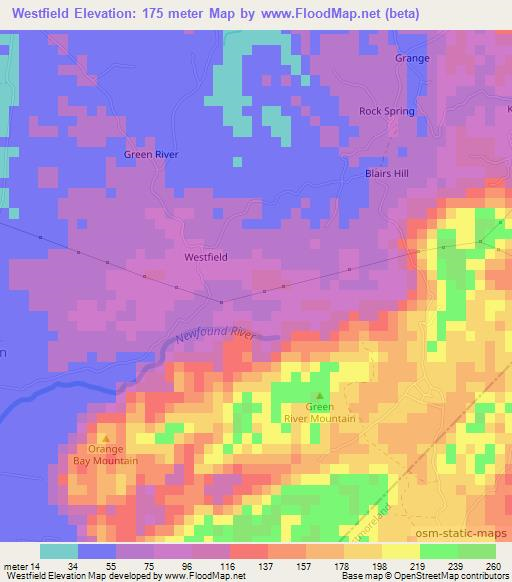 Westfield,Jamaica Elevation Map