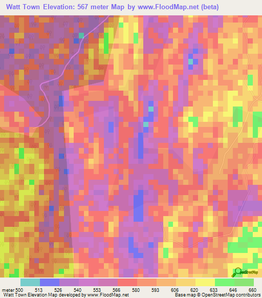 Watt Town,Jamaica Elevation Map