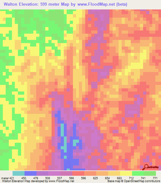 Walton,Jamaica Elevation Map