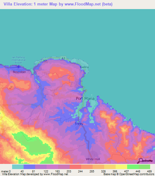 Villa,Jamaica Elevation Map
