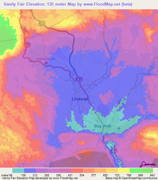 Vanity Fair,Jamaica Elevation Map
