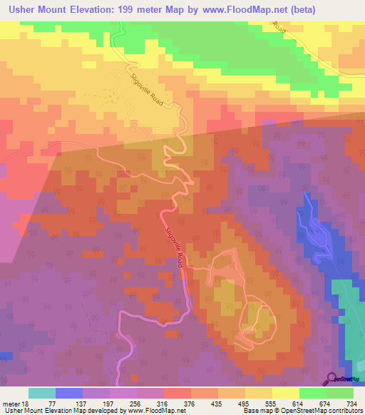 Usher Mount,Jamaica Elevation Map