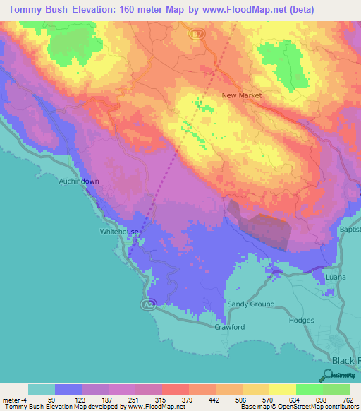 Tommy Bush,Jamaica Elevation Map