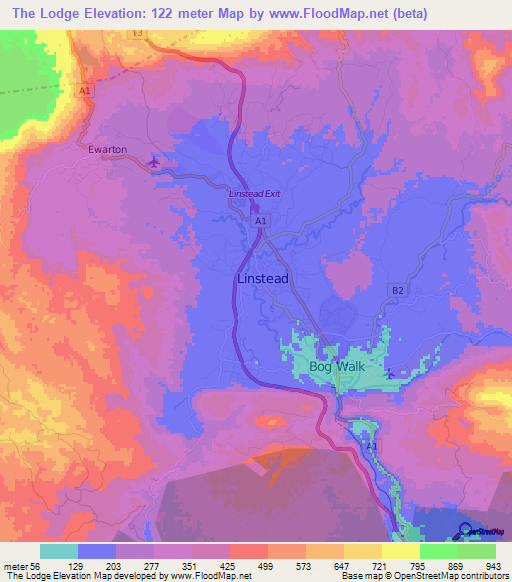The Lodge,Jamaica Elevation Map