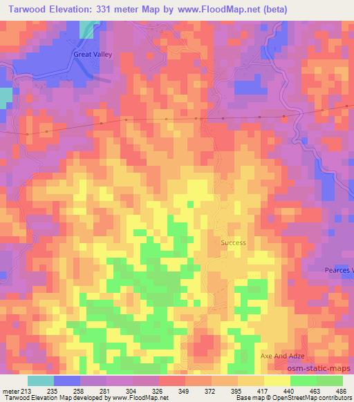 Tarwood,Jamaica Elevation Map