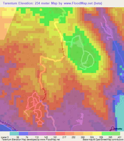 Tarentum,Jamaica Elevation Map