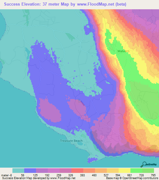 Success,Jamaica Elevation Map