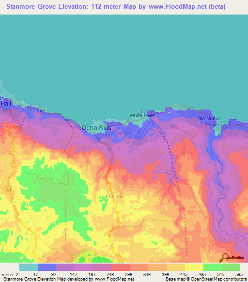 Stanmore Grove,Jamaica Elevation Map