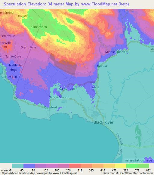 Speculation,Jamaica Elevation Map