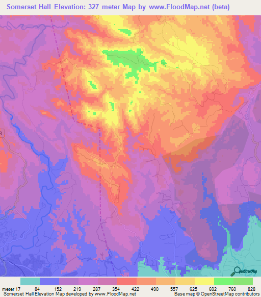 Somerset Hall,Jamaica Elevation Map