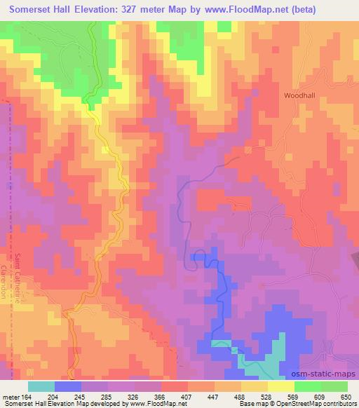 Somerset Hall,Jamaica Elevation Map