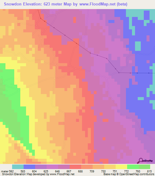 Snowdon,Jamaica Elevation Map