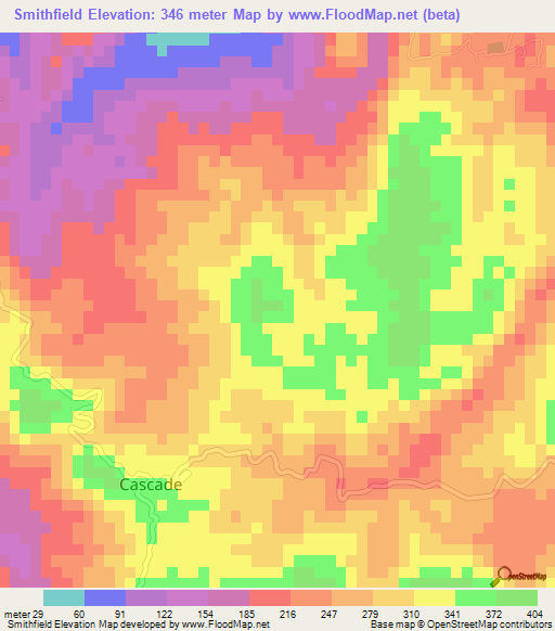 Smithfield,Jamaica Elevation Map