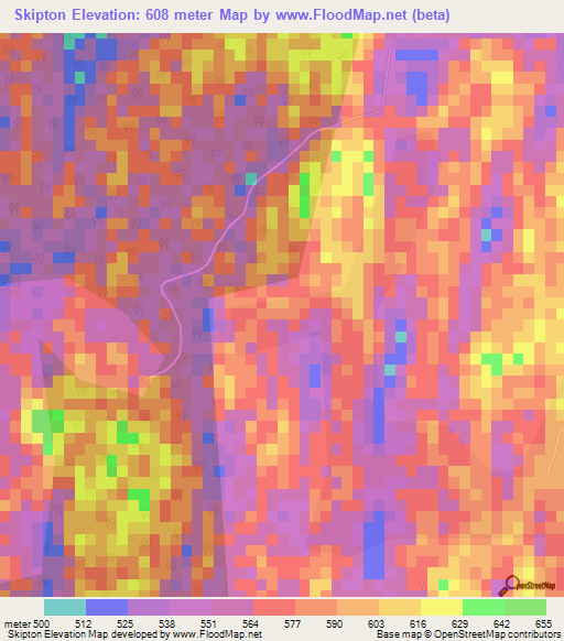 Skipton,Jamaica Elevation Map
