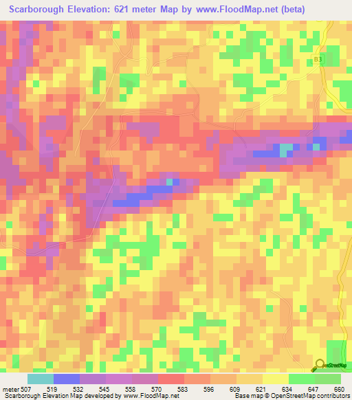 Scarborough,Jamaica Elevation Map