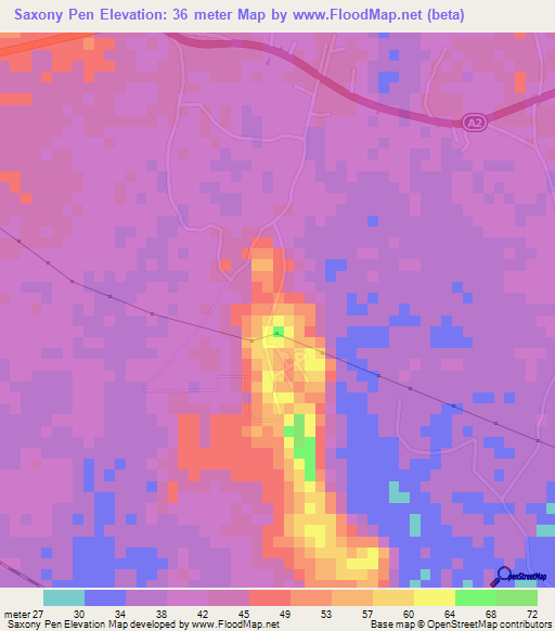 Saxony Pen,Jamaica Elevation Map