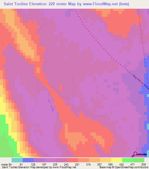 Saint Toolies,Jamaica Elevation Map