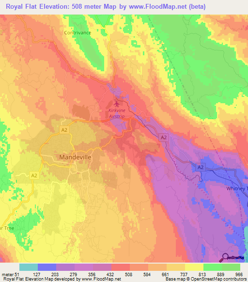 Royal Flat,Jamaica Elevation Map