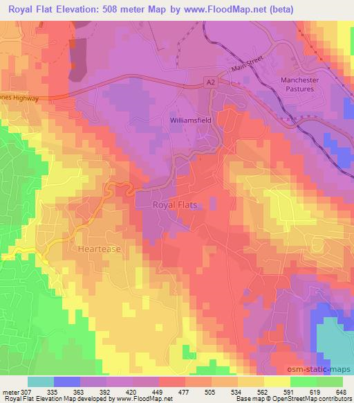 Royal Flat,Jamaica Elevation Map