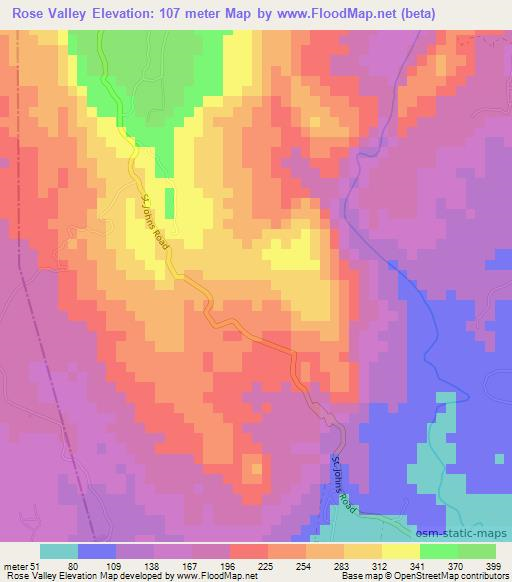 Rose Valley,Jamaica Elevation Map