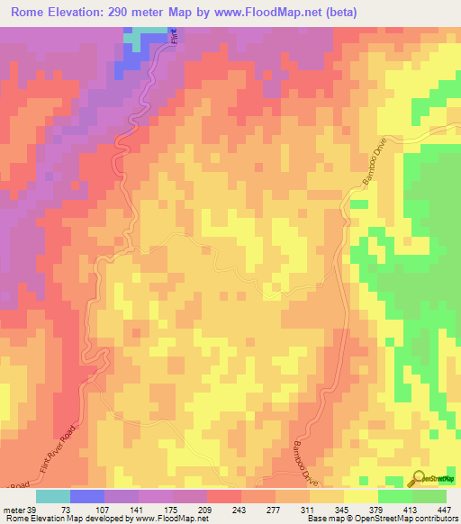Rome,Jamaica Elevation Map