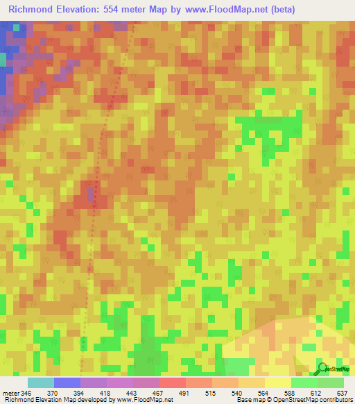 Richmond,Jamaica Elevation Map