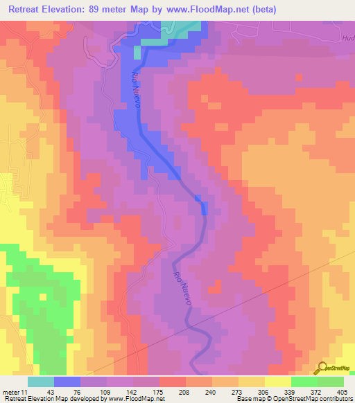 Retreat,Jamaica Elevation Map