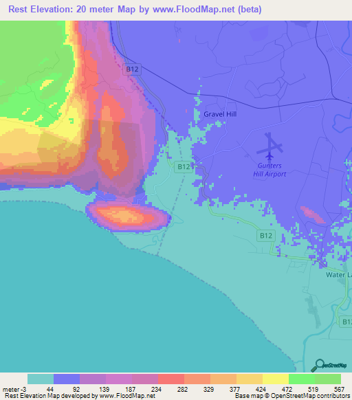 Rest,Jamaica Elevation Map