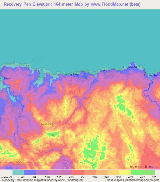 Recovery Pen,Jamaica Elevation Map