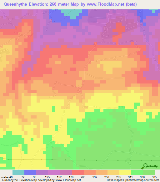 Queenhythe,Jamaica Elevation Map