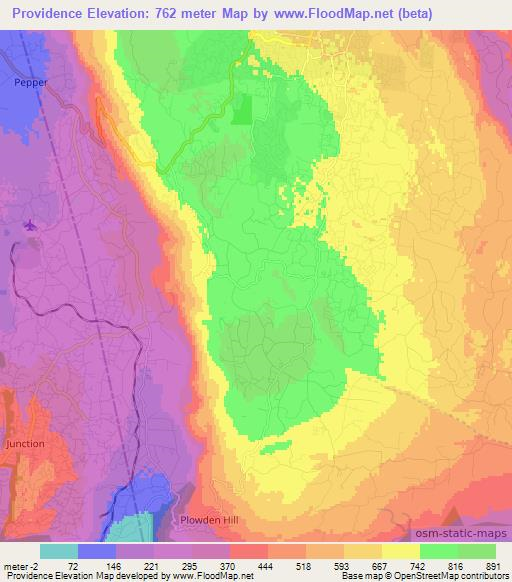 Providence,Jamaica Elevation Map