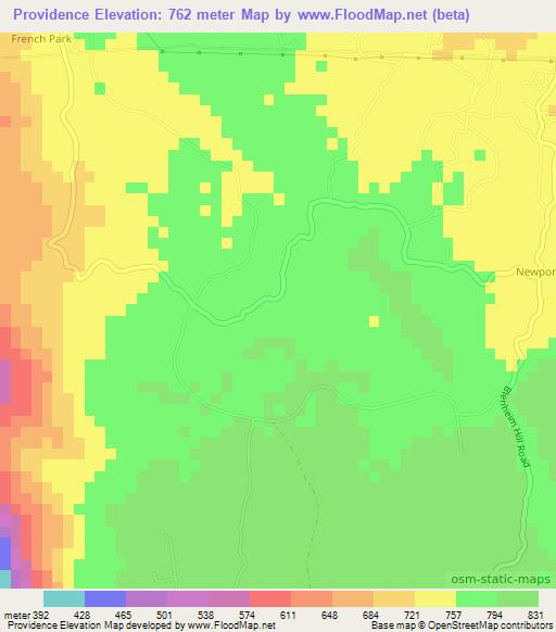 Providence,Jamaica Elevation Map