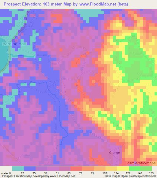 Prospect,Jamaica Elevation Map