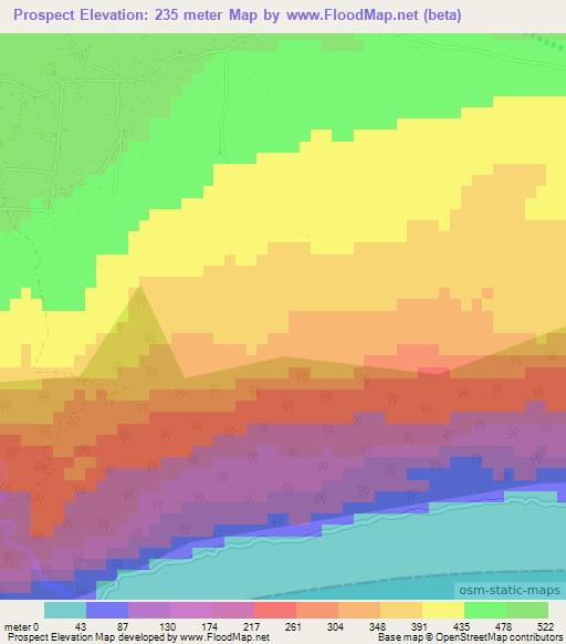 Prospect,Jamaica Elevation Map