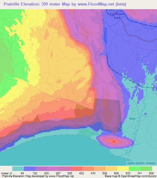 Pratville,Jamaica Elevation Map