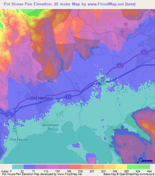 Pot House Pen,Jamaica Elevation Map